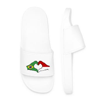 Brésil Monaco Drapeau Main Coeur Forme - Claquettes Homme - blanc - Devant