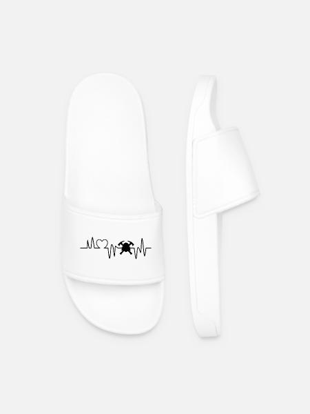 heartbeat firefighter fire department - Men’s Pool Sliders - white