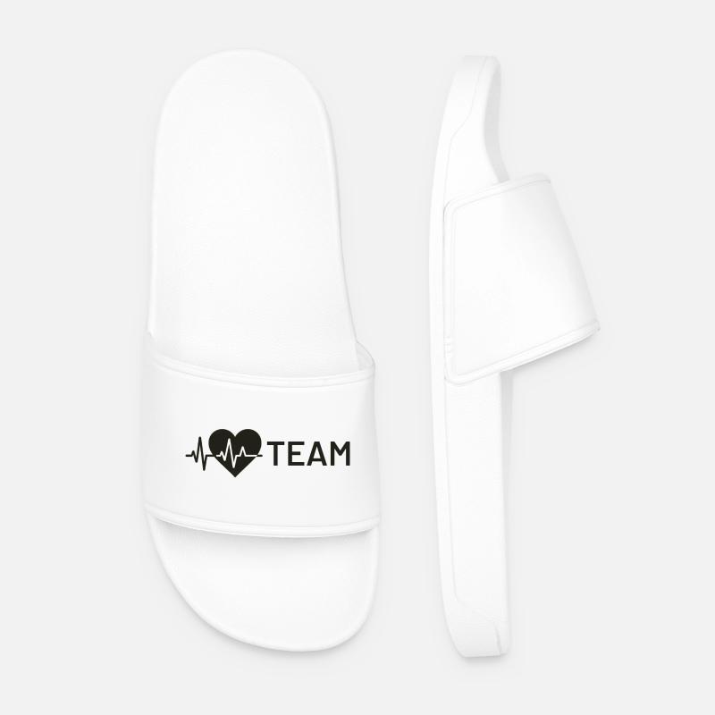 Heart wave icon with team text - Men’s Pool Sliders - white