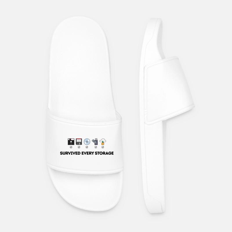 Data Storage Evolution - Tech Icons - Men’s Pool Sliders - white