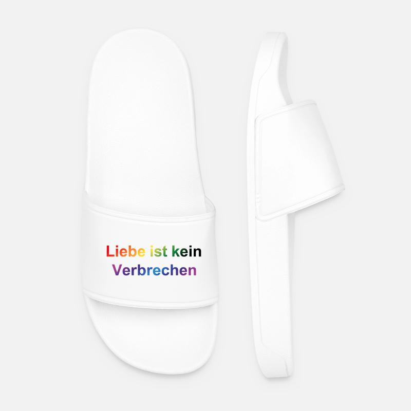 Liebe ist kein Verbrechen – Regenbogen Statement - Männer Badelatschen - Weiß