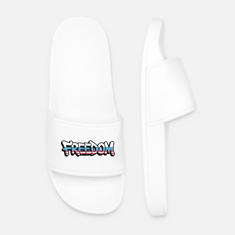 Freedom Typography Statement Design - Men’s Pool Sliders - white