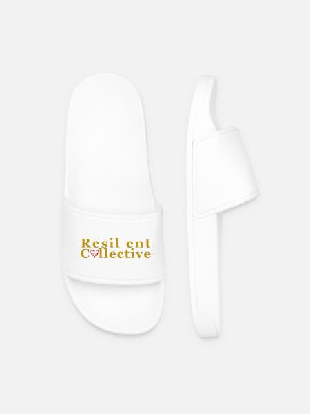 Resilient Collective Logo - Men’s Pool Sliders - white