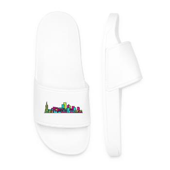 Derby City Skyline Kathedrale Moderne Linienkunst - Männer Badelatschen - Weiß - Vorne