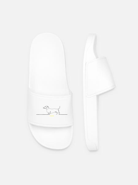 Dachshund Stur Line Art Saying - Men’s Pool Sliders - white