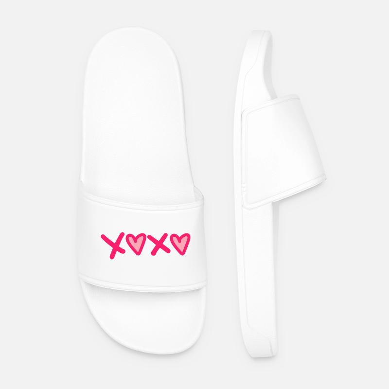 XOXO Herzen - Pink Love Statement - Männer Badelatschen - Weiß