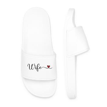 Wife Heart Typography - Men’s Pool Sliders - white - Front
