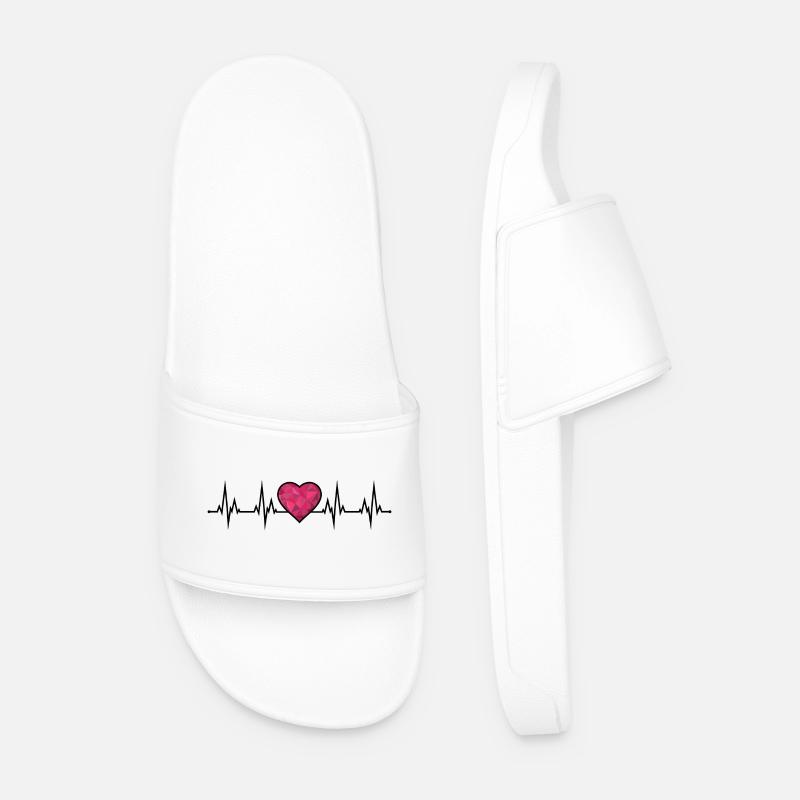 Herzschlag EKG  - Männer Badelatschen - Weiß