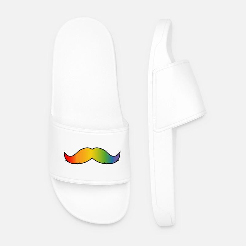 Rainbow Beard Queer Black - Men’s Pool Sliders - white