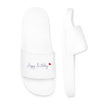 HAPPY BIRTHDAY. HAPPY BIRTHDAY. ANNIVERSARY. - Men’s Pool Sliders - white - Front