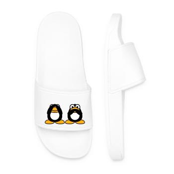 2 Penguins Talking Nothing See Mute Blind Friends - Men’s Pool Sliders - white - Front