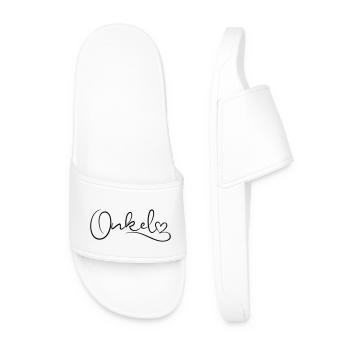Uncle Font with Heart - Men’s Pool Sliders - white - Front