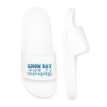 Funny Snow Day Enthusiast, Humor Winter Season - Men’s Pool Sliders - white - Front