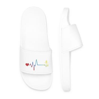 Anchor pulse heartbeat - Men’s Pool Sliders - white - Front
