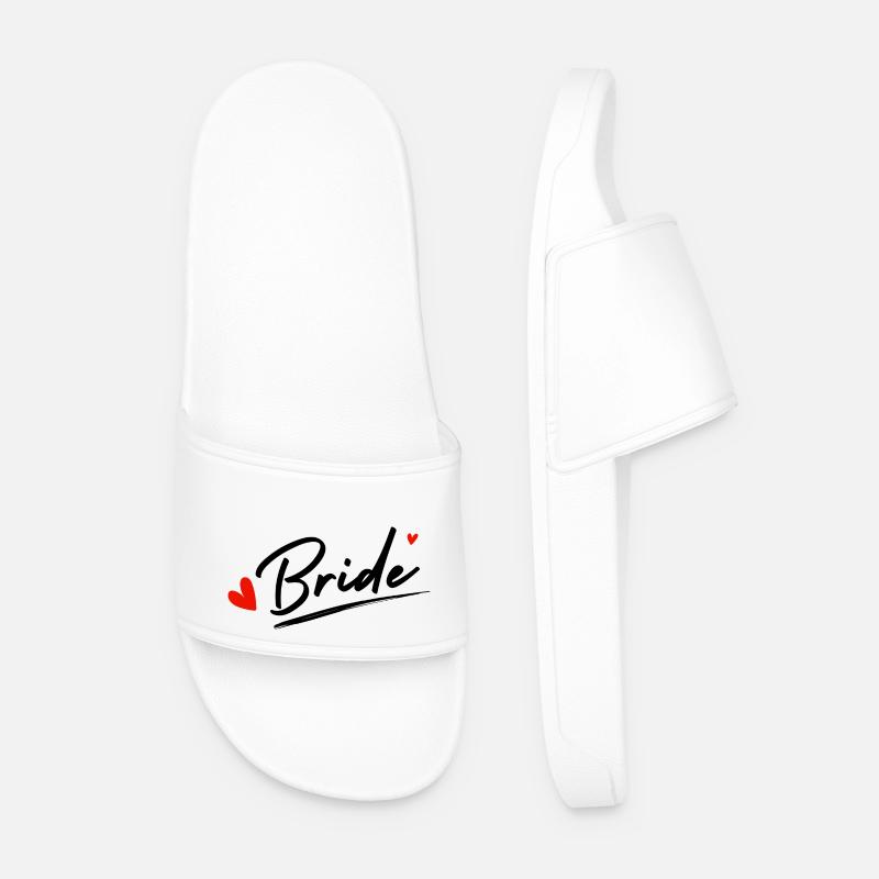 Bride Hearts - Bride Gift - Men’s Pool Sliders - white