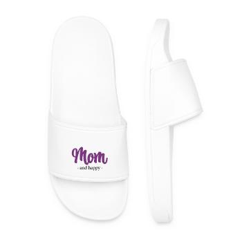 Mom and happy - Stickerei Effekt - Männer Badelatschen - Weiß - Vorne