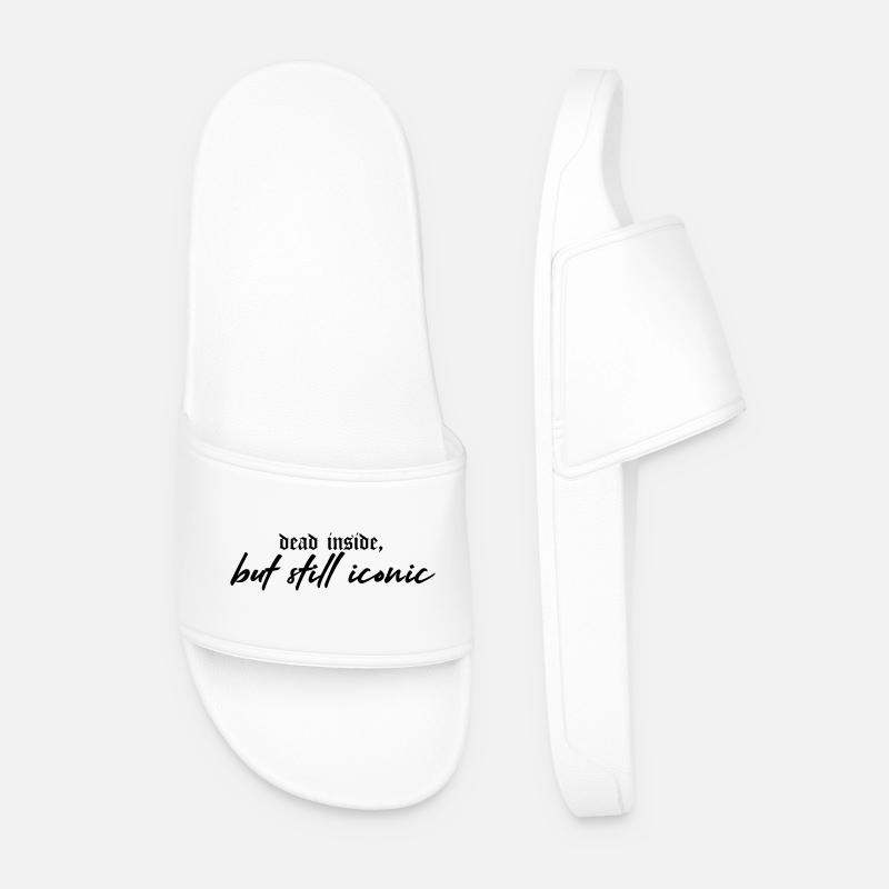 Dead Inside, Still Iconic – Dark & Stylish - Men’s Pool Sliders - white