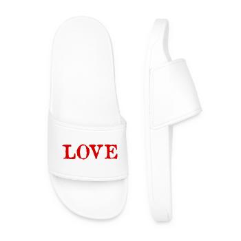HEART. HEARTS. VALENTINE'S DAY. LOVE. LOVE. COUPLE - Men’s Pool Sliders - white - Front