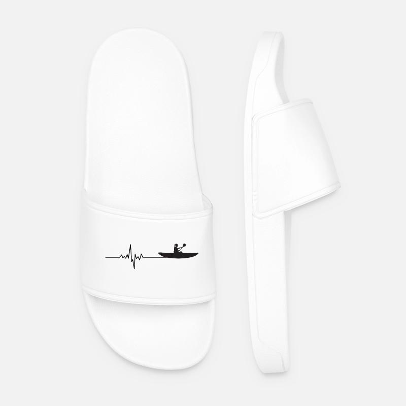 Herzschlag Ruderer – EKG Ruderboot Design - Männer Badelatschen - Weiß