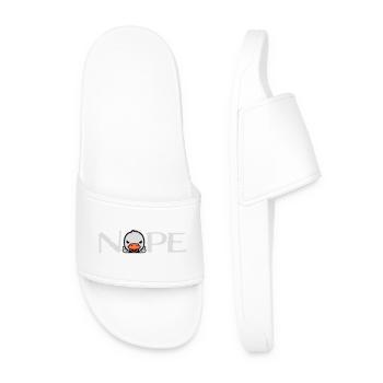 Goose Nope Middle Finger Nasty Insult Duck Naughty - Men’s Pool Sliders - white - Front