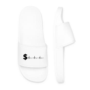 Dollar Sign $ ECG Heartbeat - Men’s Pool Sliders - white - Front