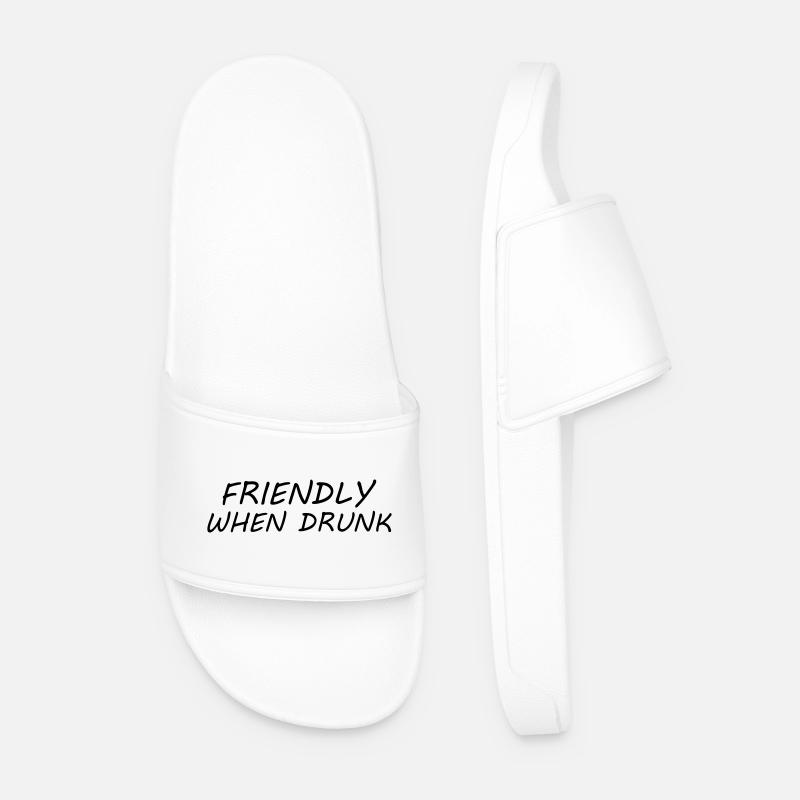 Friendly When Drunk - Men’s Pool Sliders - white