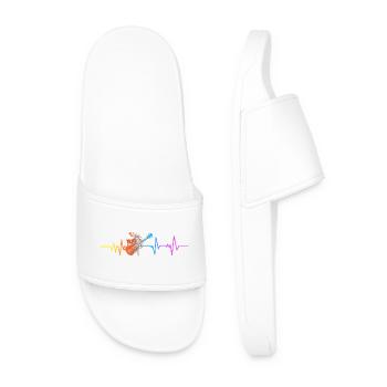 Hawaiian Ukulele Uke Heartbeat - Men’s Pool Sliders - white - Front