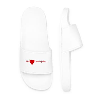 Everyone Has a Heart – Skat Humor Shirt - Men’s Pool Sliders - white - Front