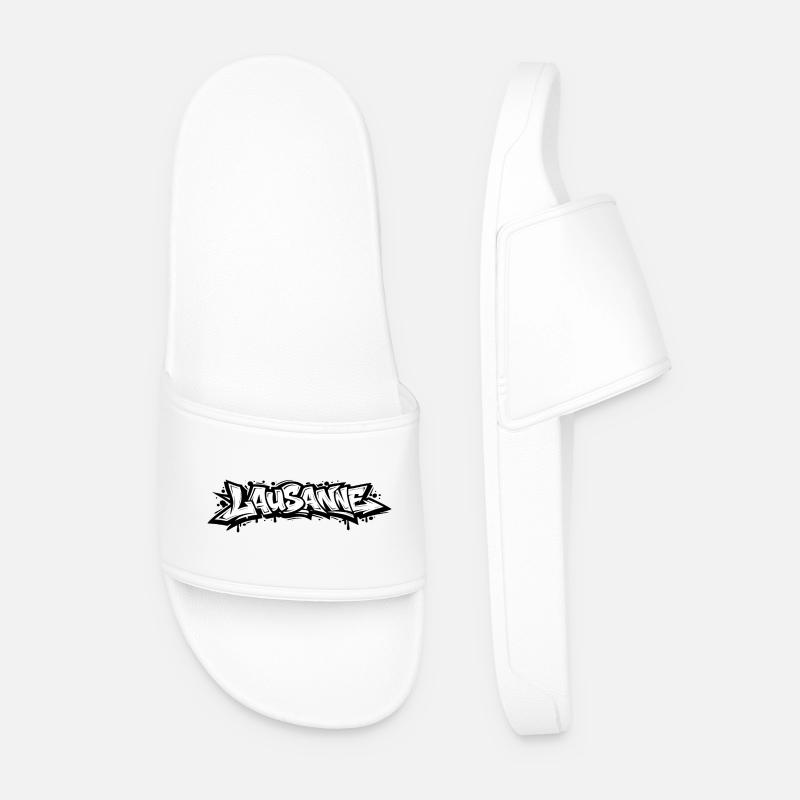 Lausanne Graffiti - Männer Badelatschen - Weiß