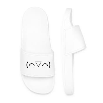 Émotique (⌒▽⌒) riante Kaomoji joyeuse - Claquettes Homme - blanc - Devant