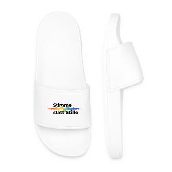 Stimme statt Stille Pride CSD Tonwelle Regenbogen - Männer Badelatschen - Weiß - Vorne