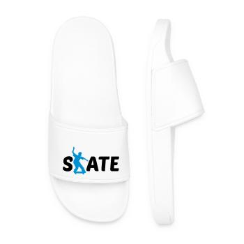 logo skate text skateboard stunt trick fahren spas - Männer Badelatschen - Weiß - Vorne