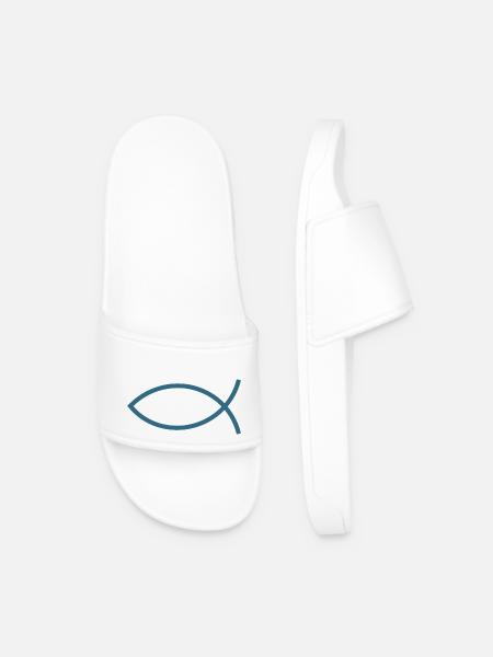 Jesus fish Ichthys fish fish - Men’s Pool Sliders - white