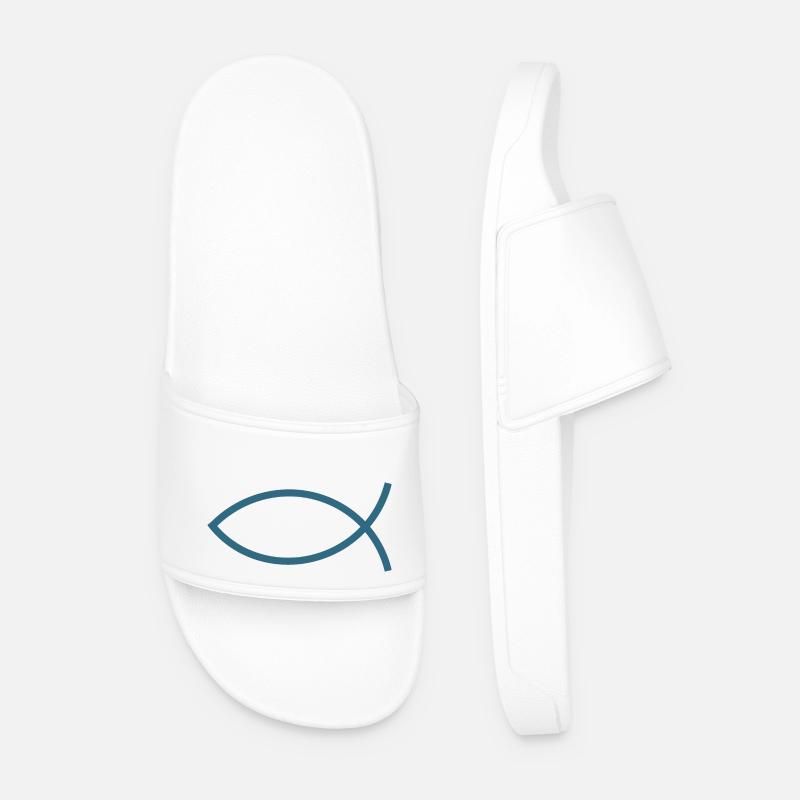 Jesus fish Ichthys fish fish - Men’s Pool Sliders - white