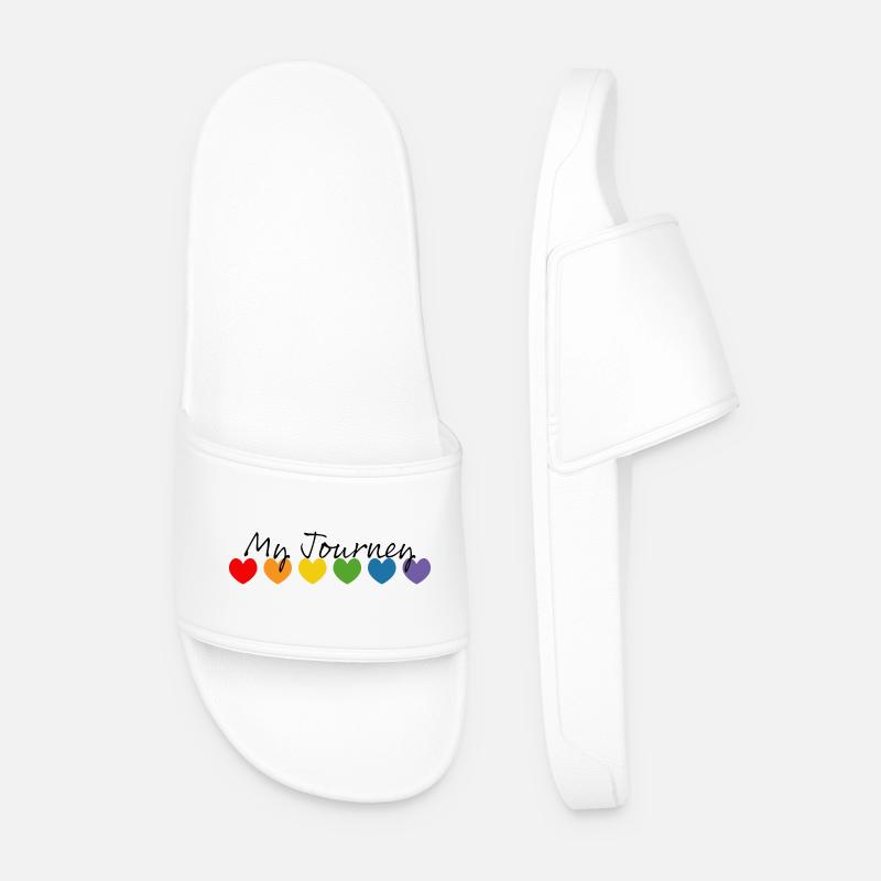 Regenbogenherzchen my journey schwarz - Männer Badelatschen - Weiß