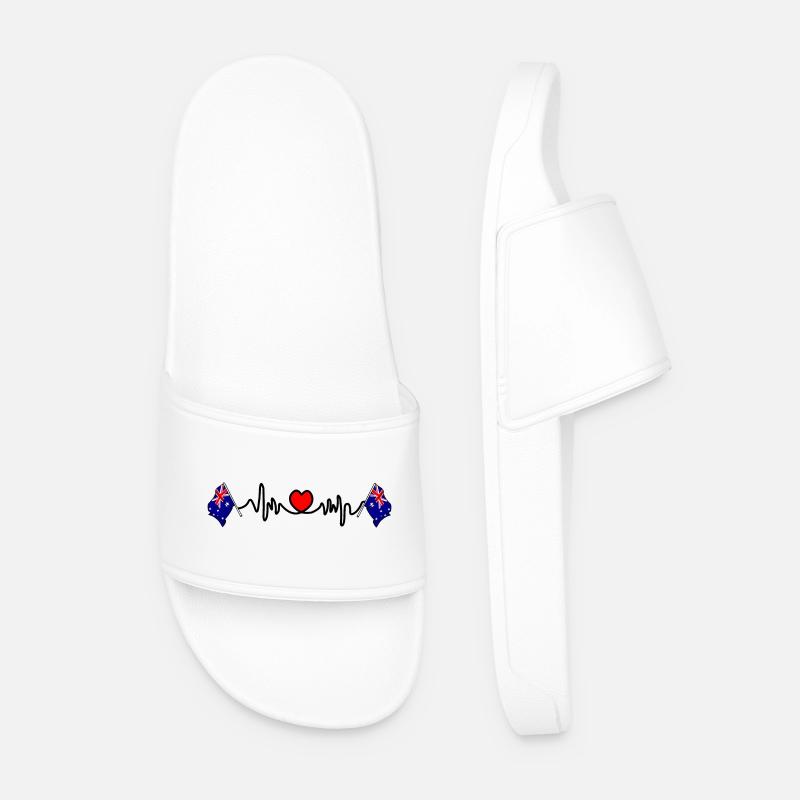 Herzfrequenz-Cardio-Flagge Australien - Männer Badelatschen - Weiß