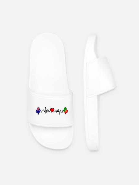 Cardio coeur avec drapeau Australie et drapeau Portugal - Claquettes Homme - blanc