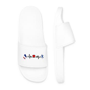 Cardio heart with Flag France and flag Finland - Men’s Pool Sliders - white - Front
