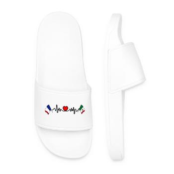 Cardio coeur avec drapeau France et drapeau Mexique - Claquettes Homme - blanc - Devant