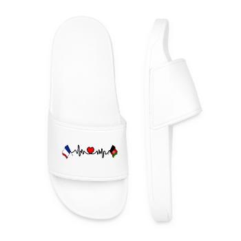Cardio Heart Flag France Flag Afghanistan - Men’s Pool Sliders - white - Front