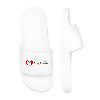 DAD. FATHER'S DAY. HAPPY FATHER'S DAY. HAPPY BIRTHDAY. - Men’s Pool Sliders - white - Front