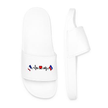 Cardio heart with Flag France and flag Haiti - Men’s Pool Sliders - white - Front