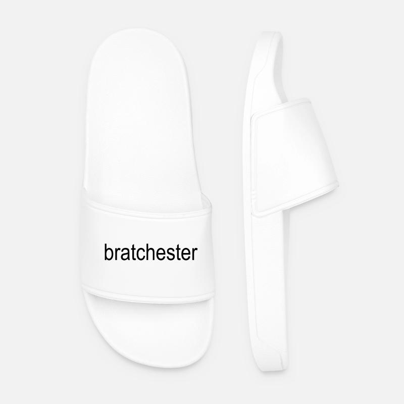 bratchester black text 5000 - Men’s Pool Sliders - white