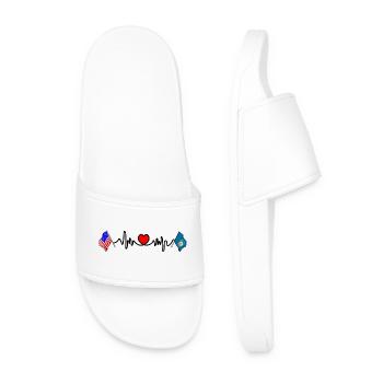 Cardio heart with USA flag and South Dakota flag - Men’s Pool Sliders - white - Front