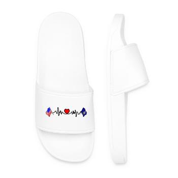 Cardio heart with USA flag and Kansas flag - Men’s Pool Sliders - white - Front