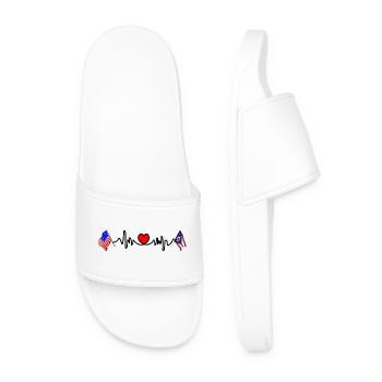 Cardio heart with USA flag and Ohio flag - Men’s Pool Sliders - white - Front