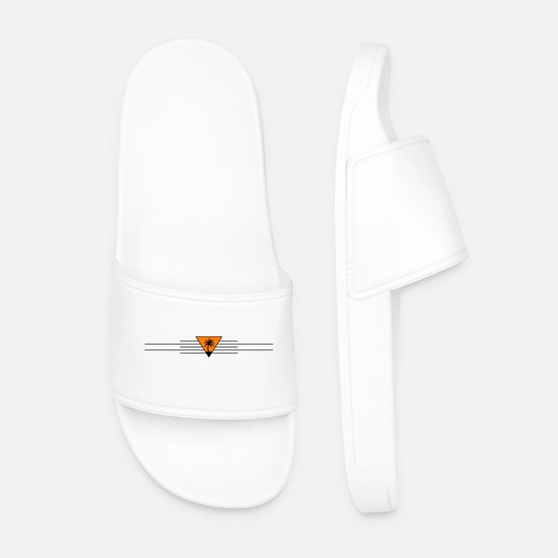 Palm tree line icon - Men’s Pool Sliders - white