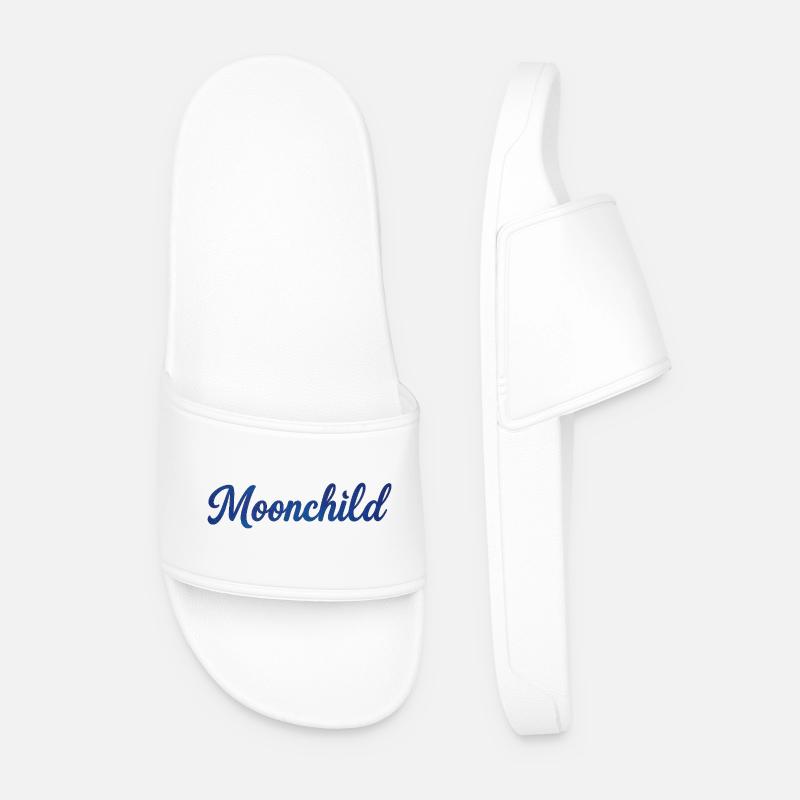 Moonchild Blue Script – Night Style - Men’s Pool Sliders - white