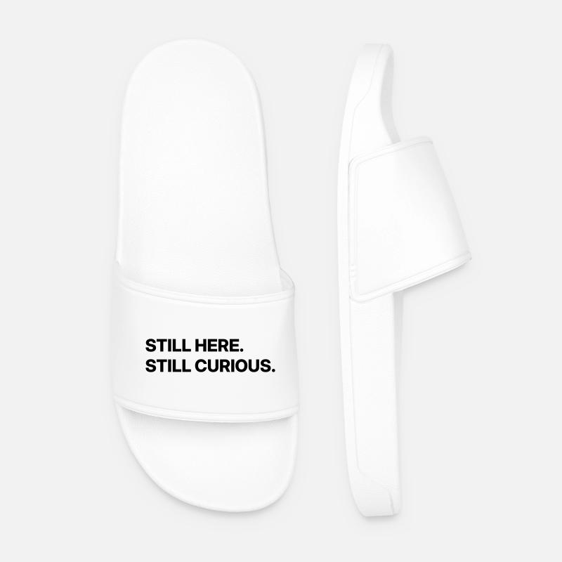 Still here. Still curious. - Men’s Pool Sliders - white