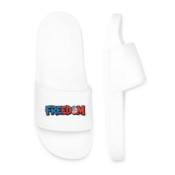 Freedom Typography Statement Design - Men’s Pool Sliders - white - Front